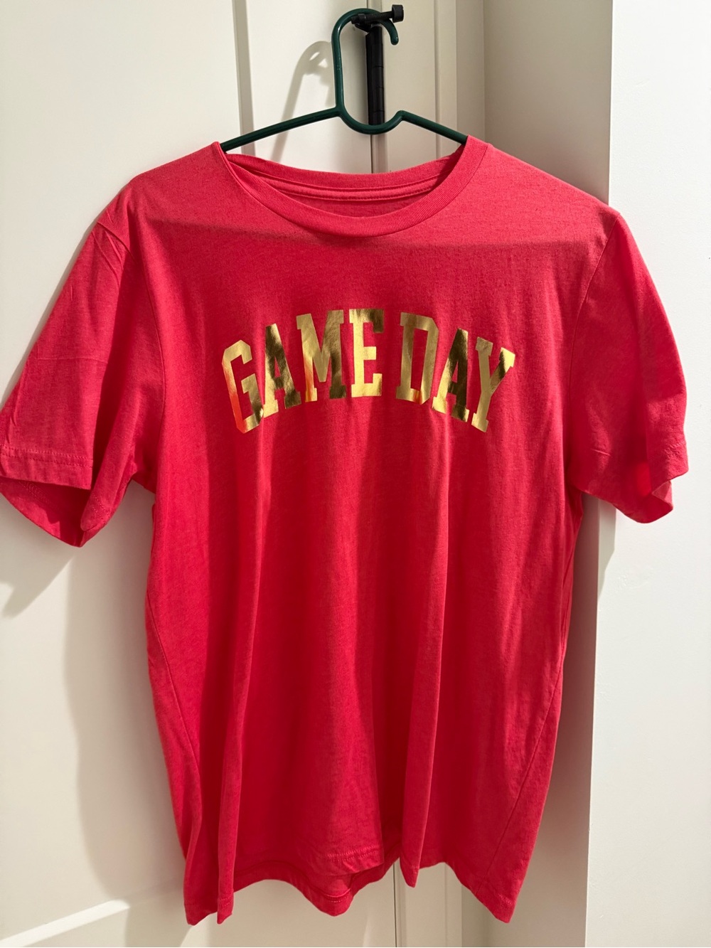 Red Game Day T-Shirt with Metallic Gold Lettering